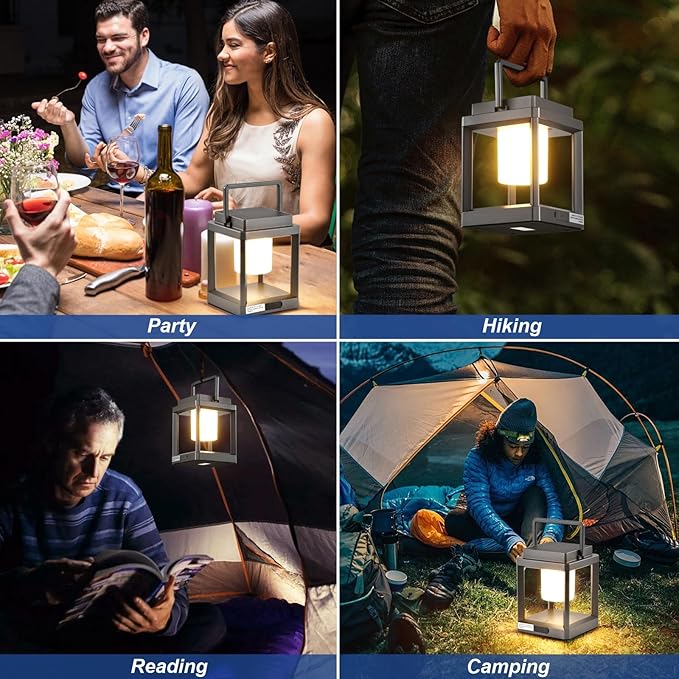 Solar Lantern Outdoor Table Lamp: Portable Waterproof LED Light - Hanging Rechargeable Lights for Patio Camping