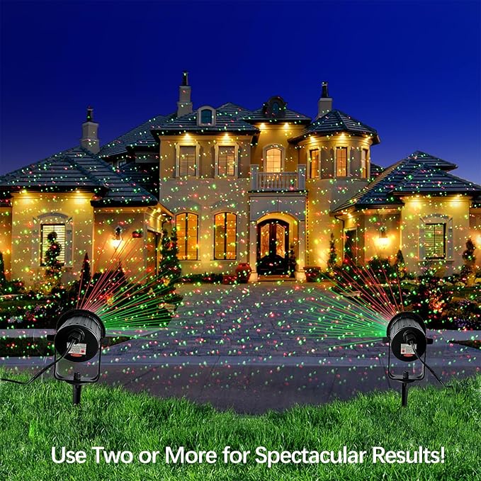 Laser Christmas Lights, Laser Light Projector with Remote Control & Timing, Waterproof Aluminum-Alloy RGB 3-Colors Outdoor Star Shower Laser Lights, Perfect for Holidays Party, Garden Decor Lights