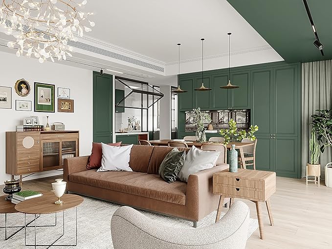 Dimoon 787''x17.7'' Green Peel and Stick Wallpaper Contact Paper Modern Self Adhesive Wall Paper Removable Renter Friendly Textured Solid Color Shelf Cabinet Vinyl Roll (787''x17.7'',Dark Green)