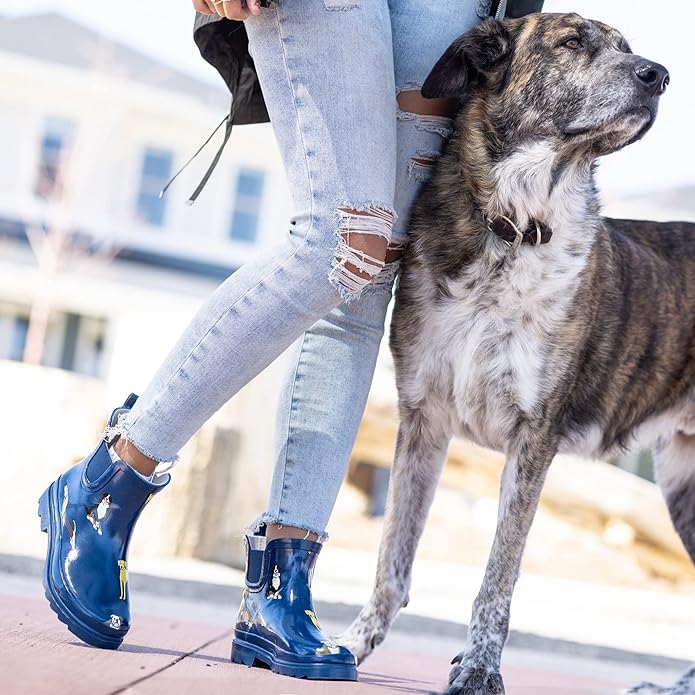 NORTY - Womens Ankle Rain Boots - Ladies Waterproof Winter Spring Garden Boot runs ½ size large