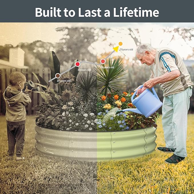 Kesfitt Raised Garden Bed Kit,Outdoor Galvanized Planter Large Metal Raised Boxes with Safety Edging and Gloves for Gardening Vegetables,Fruits,Flower(4x4x1FT)