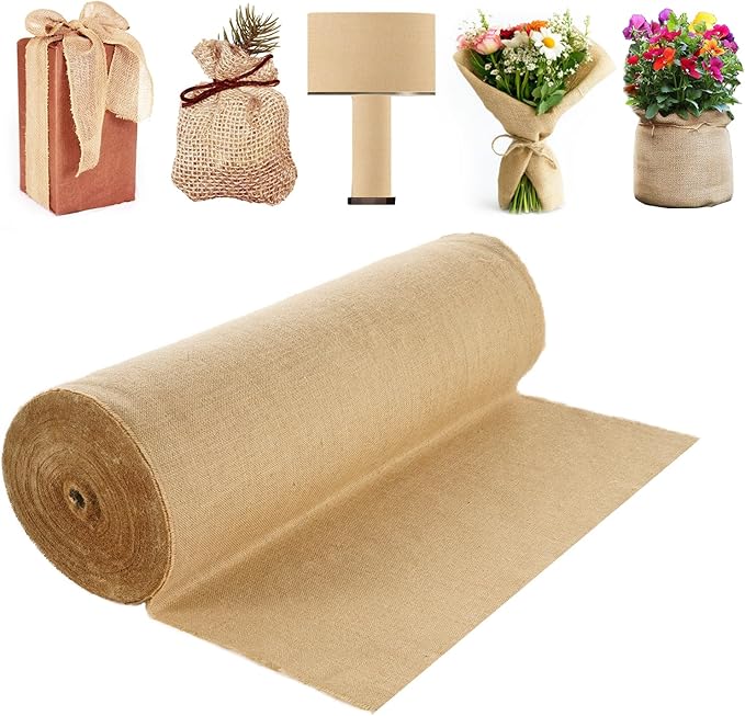 VEVOR Burlap Fabric Roll, 40” x 300 ft High Density Natural Jute Fiber Material for Outdoor Plant Care, Tree Wrap Roll, Decor, DIY Crafts, Wedding, Garden Weed Barrier, Plants & Trees Winter Covering