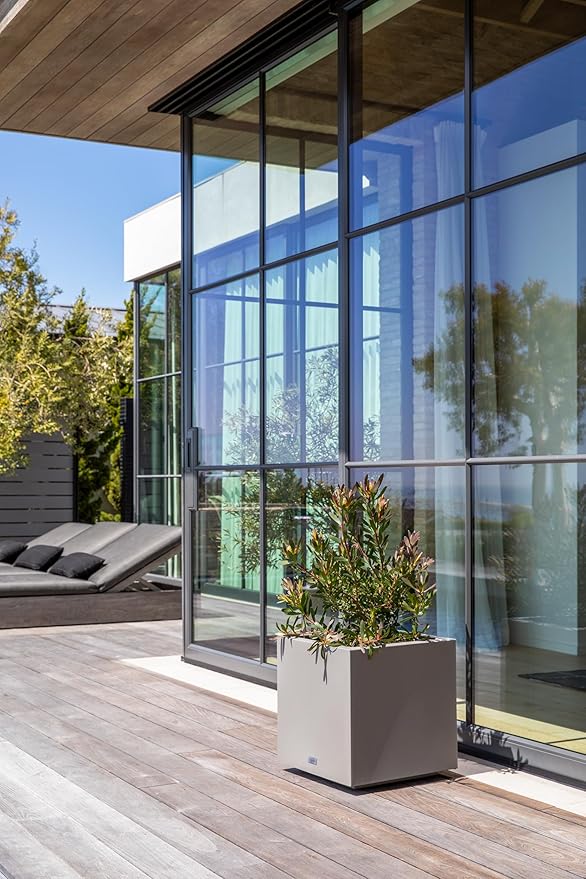 Veradek Block Series Cube Plastic Planter - Large Square Planter for Indoor or Outdoor Patio/Garden | Durable All-Weather Use with Drainage Holes | Modern Décor for Tall Plants, Trees, Flowers