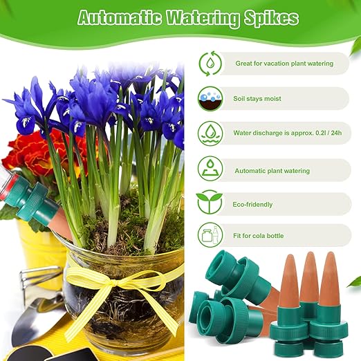 Patelai Terracotta Plant Watering Spikes Self to Use with Cola Bottles Houseplant Watering Stakes Automatic Irrigation System(25 Pack,Terracotta)
