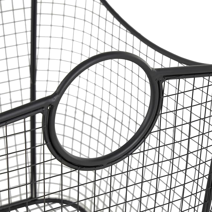 Deco 79 Metal Large Open Frame Wire Grid Storage Basket with Curved Sides and Ring Handles, 30" x 20" x 20", Black