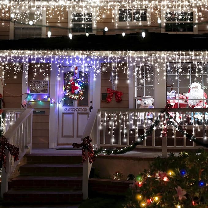 98FT 960LED Christmas Lights Waterproof 8 Modes Christmas Lights Outdoor Decoration with Memory and Timer Hanging Fairy Lights Plug-in Curtain String Lights for Holiday Party Wedding Home