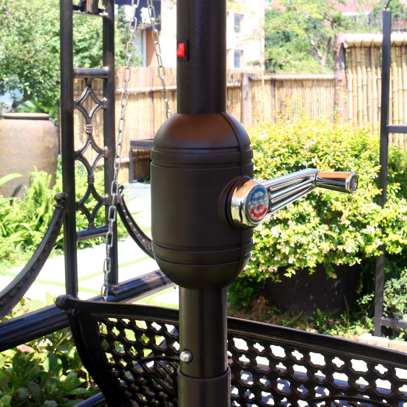 Sunnyglade 9' Solar LED Lighted Patio Umbrella with 8 Ribs/Tilt Adjustment and Crank Lift System (Teal Blue)