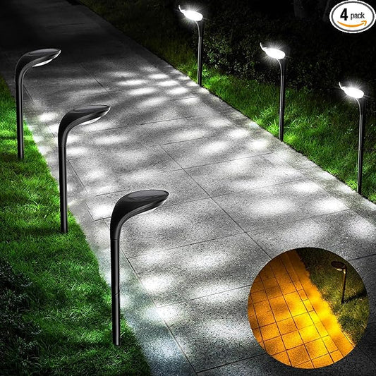 JSOT 6 Pack Solar Lights for Outside Garden Decor, IP65 Waterproof Solar Landscape Outdoor Lighting for Pathway Walkway Driveway Backyard Decoration (Cool/Warm White)