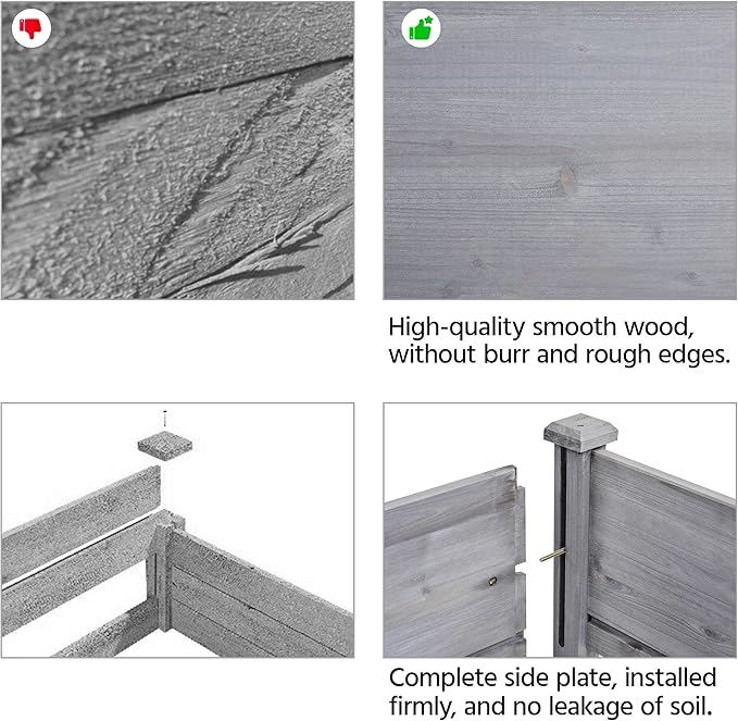 Yaheetech 1pc Raised Garden Bed Outdoor with Legs Horticulture Elevated Wood Planter Boxes w/Stable Rectangle Structure Standing Planter for Vegetables Flowers Herbs Planting,Gray
