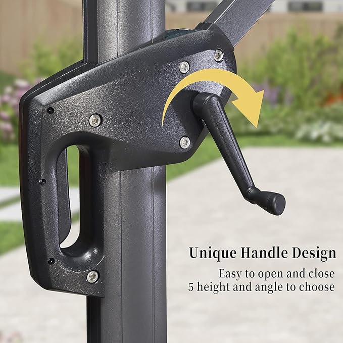 PURPLE LEAF 9' X 11.5' Patio Umbrella with Base Rectangle Cantilever Umbrella Outdoor Offset Umbrella with 360-degree Rotation for Garden Deck Pool Patio Light Grey