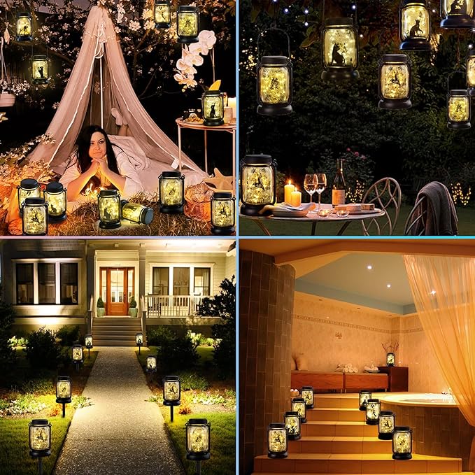 Kyoryuger Solar Hummingbird Lantern Outdoor Garden Decor, Gifts for Women Mom Gradma Birthday Gifts, Hanging Solar Light Lawn Ornaments Home Decoration Outside for Yard, Patio,Backyard,Porch, Pathway