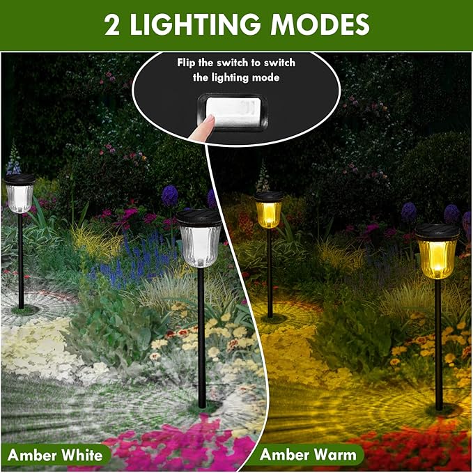 Solar Pathway Lights Outdoor, 4 Pack Solar Lights Outdoor Waterproof, 200 Lumens Super Bright Solar Garden Lights,Up to 14 Hrs Auto On/Off Outside Lights for Yard Lawn Walkway Driveway Path