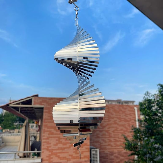 Hanging Wind Spinners Stainless Steel Metal Outdoor Garden Decor, Highly Reflective Bird Deterrent to Scare Birds Away from Yard Patio Farm 12inch
