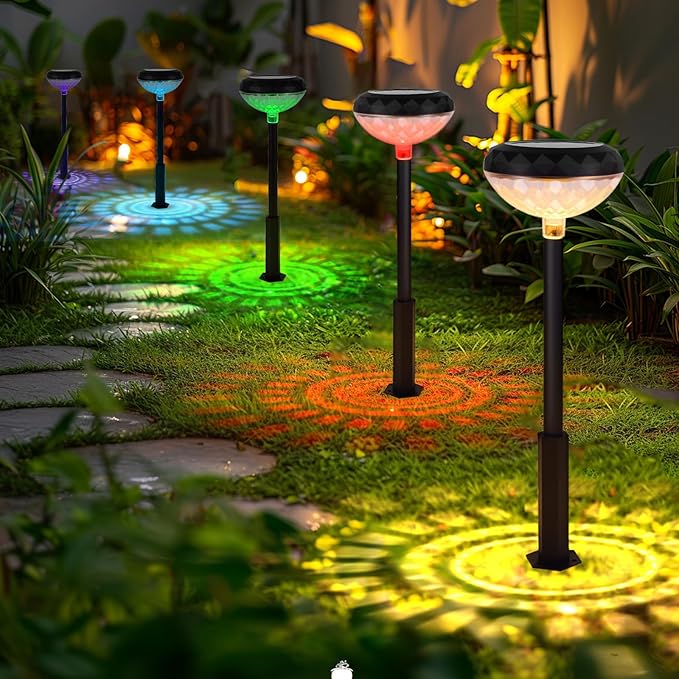 Outdoor Pathway Lights Solar Powered: 6 Pack RGB Landscape Path Lights Led Yard Light - Color Changing Lights Garden Decor for Outside Backyard Sidewalk Patio Walkway Decorations
