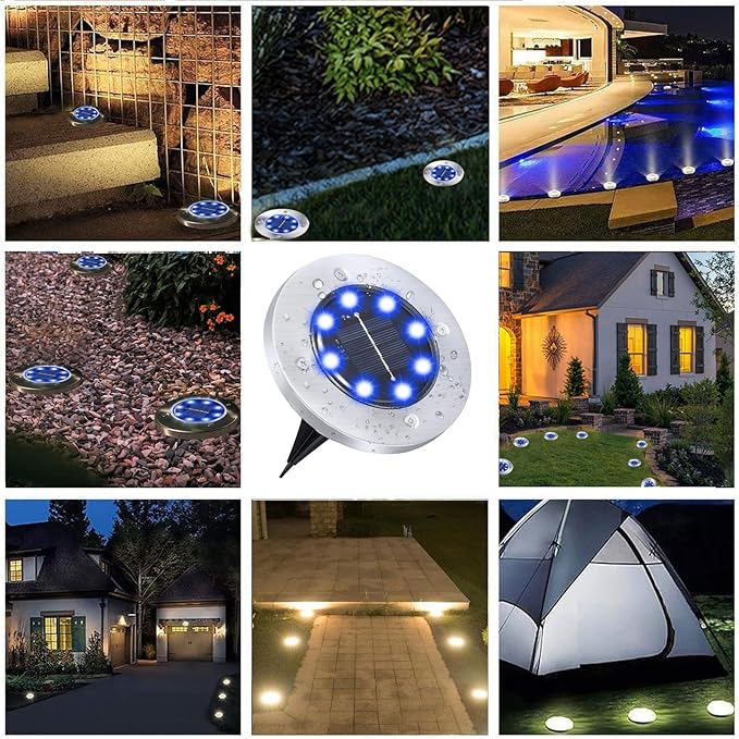 Solar Ground Lights - Upgraded Outdoor Garden Waterproof Bright In-Ground Lights for Pathway, Yard, Deck, Lawn, Patio, Walkway (16 Pack Blue Color)