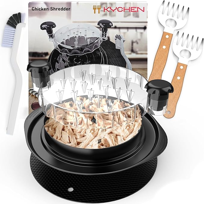 Chicken Shredder Tool Twist Plus Meat Claws and Cleaning Brush - Kitchen Essentials - Meal Prep Tools - Pulled Pork Shredder - Meat Shredder Tool Twist - Kitchen and Barbecue Gifts