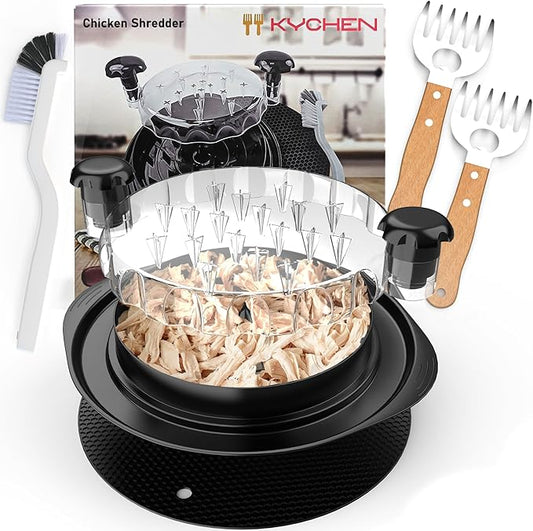 Chicken Shredder Tool Twist Plus Meat Claws and Cleaning Brush - Kitchen Essentials - Meal Prep Tools - Pulled Pork Shredder - Meat Shredder Tool Twist - Kitchen and Barbecue Gifts
