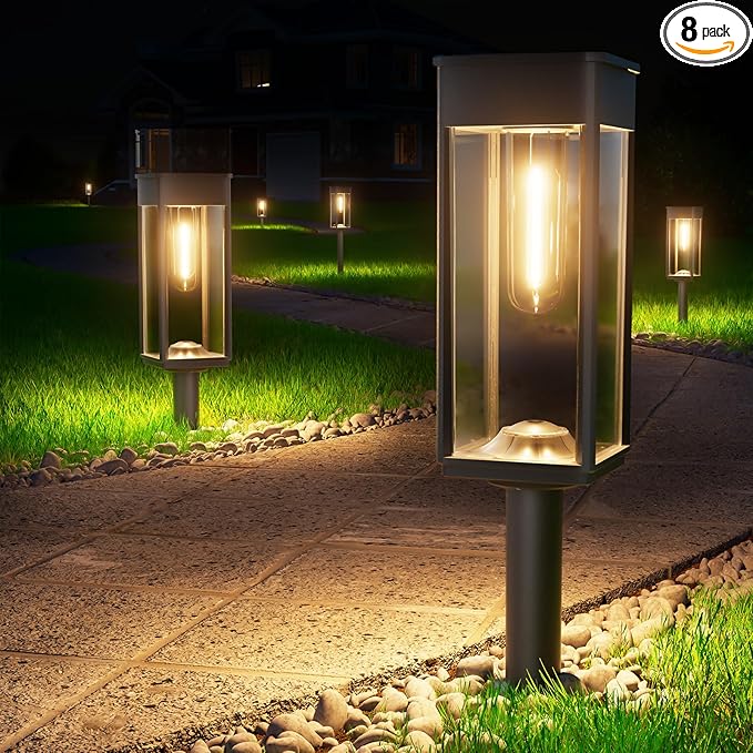 Solar Lights Outdoor Waterproof, 8 Pack Bright Solar Pathway Lights, Auto On/Off Outdoor Light for Yard Landscape Patio Lawn Path Walkway Driveway