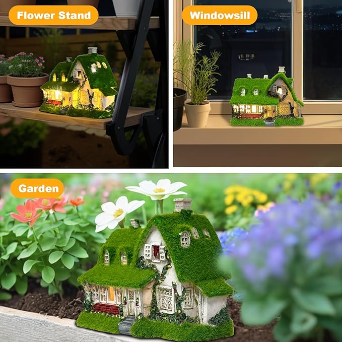 Solar Garden Outdoor Statue Light - Fairy House Lawn Decoration for Patio, Balcony, and Yard - Unique Gift for Any Occasion