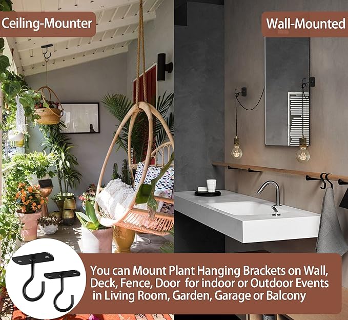 Ceiling Hooks for Hanging Plants 18Pack,2.5 inches Black