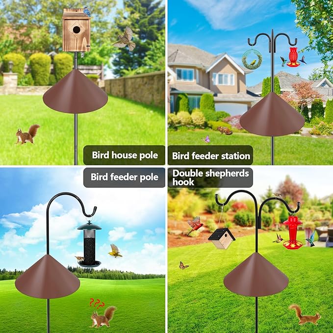 Gtongoko 19 Inch Squirrel Baffle for Bird Feeder Pole Squirrel Guards for Shepherds Hook Stopper for Bird Feeders Brown 1 Pack