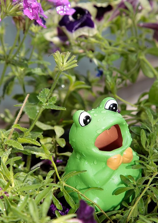 Terracotta Plant Self Watering Spikes - Set of 3 Terracotta Self Watering Bulbs, Self Watering Stakes, Self Watering Globes for Pot Plants (Frogs Painted, Large)