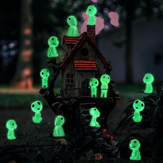 20Pcs Fairy Garden Accessories Outdoor Miniature Decor Glow in The Dark Tree Elves Luminous Ghost for Micro Landscape Gnomes Decoration Patio Lawn Yard Pot Kit