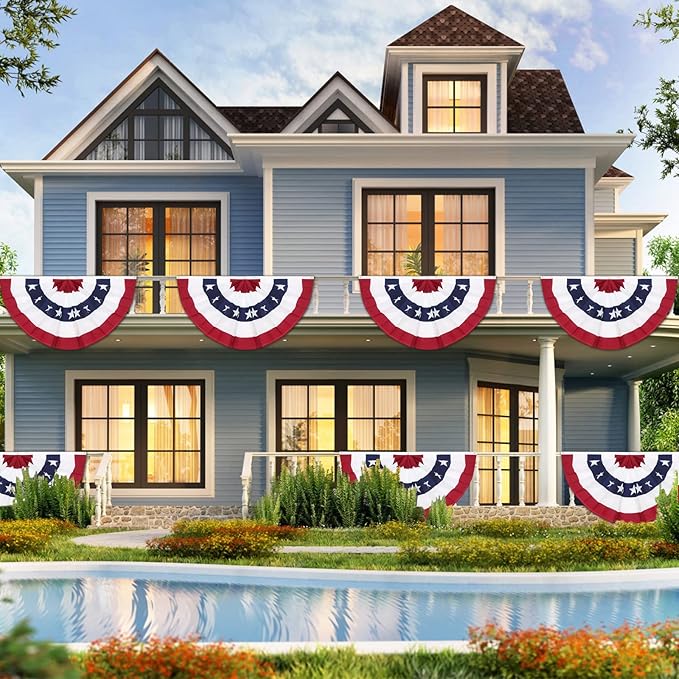 GoosWexmzl 3x6Ft American Pleated Fan Flag,USA Patriotic Half Fan Bunting Flag,Decoration Flags (Set of 6)