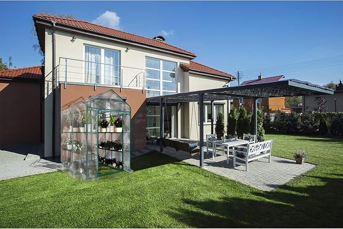 Home-Complete 514537FXW Walk-in Greenhouse-Indoor Outdoor with 8 Sturdy Shelves-Grow Plants, Seedlings, Herbs, or Flowers in Any Season-Gardening Rack, Green