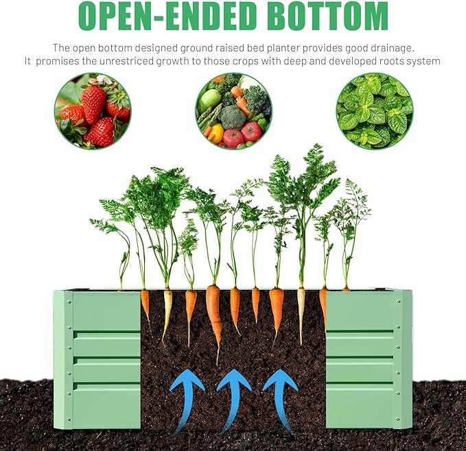 SnugNiture 2 Pcs 4x2x2FT Raised Garden Bed Galvanized Planter Garden Boxes Outdoor, Deep Root Planter Raised Bed for Vegetables Flowers Herbs,Green