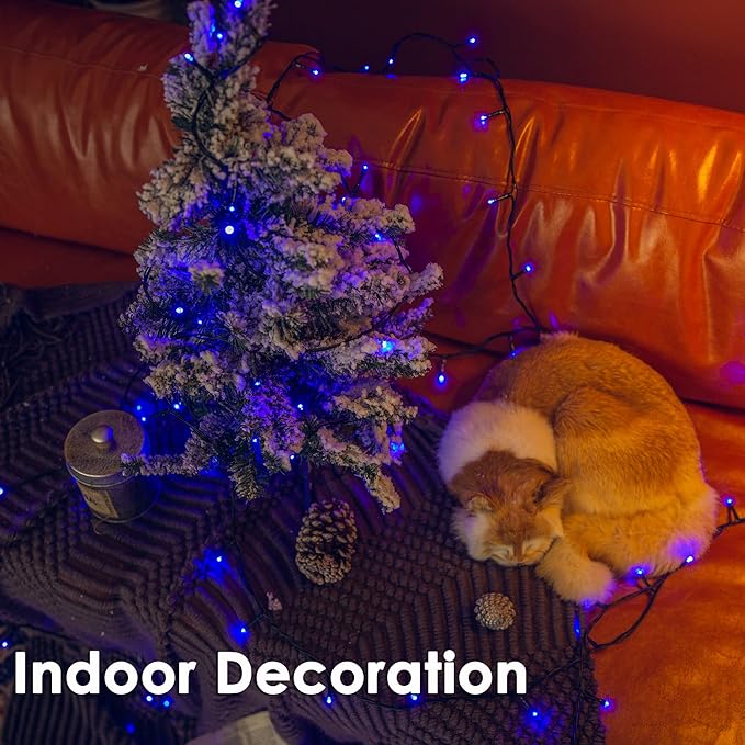 Christmas Light 1000 LEDs 336ft Green Cable Wire Fairy String Tree Twinkle Lights Plug in 12 Modes for Christmas Party, Outdoor, Garden, Wedding, Home Decoration (Blue)