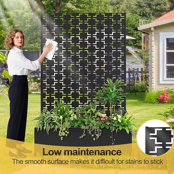 Raised Garden Bed with Trellis and Wheels,73"x47"x16" Metal Raised Garden Bed,Black Squared Metal Planter with Climbing Trellis for Vines & Vegetables