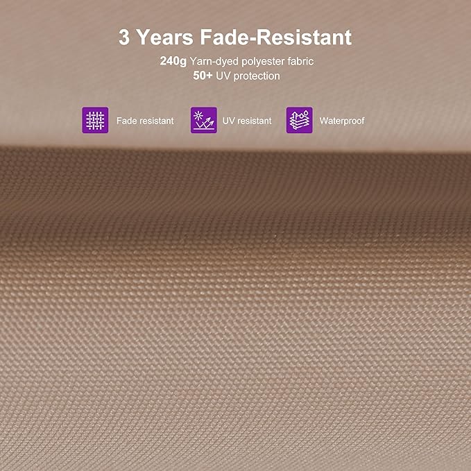 PURPLE LEAF 10 Feet Patio Cantilever Umbrella Square Outdoor Umbrella with 360° Rotation and Aluminum Offset Hanging for Garden Backyard Pool, Taupe