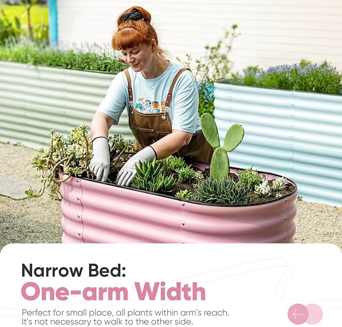 KING BIRD Raised Garden Bed 2.85 ft Tall 6 in 1 Galvanized Planter Garden Box Outdoor for Gardening, Deep Root Vegetables, Flowers 47.2X23.6X34.2 in, Pink