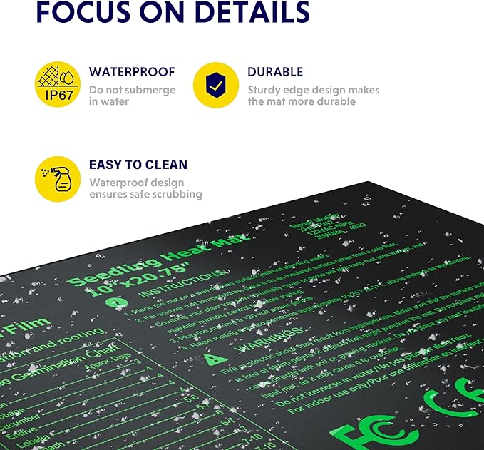 iPower 4 Pack 10" x 20.75" Seeding Heat Mat Upgraded Carbon Film Indoor Warm Hydroponic Plant Germination Starting Pad Durable Waterproof