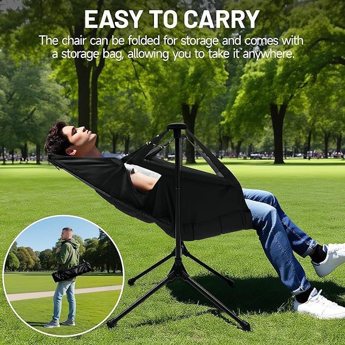 Himalaya Hammock Camping Chair, Swinging Portable Folding Camp Chairs for Adults Heavy Duty Foldable Oversized Rocker with Aluminum Alloy Frame for Outdoor Lawn，Backyard，Beach and Patio Sport