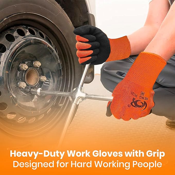 10 OR 20 Pairs Work Gloves–Heavy Duty Rubber Coated Safety Work Gloves–Multipurpose Gloves