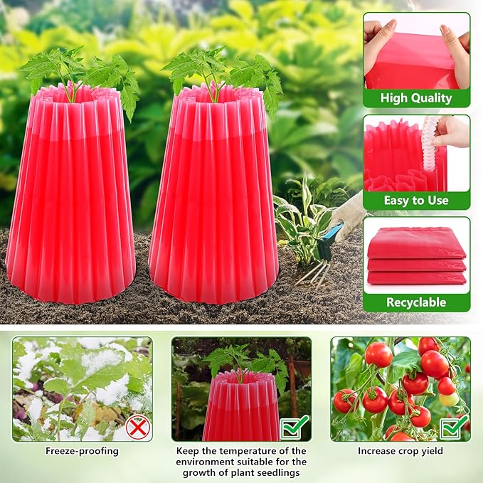 MJZ 10 Pack Walls of Water Plant Protectors, 18.3 x 18.3 Inch Reusable Wall of Water for Tomato Plants, Early Season Insulated Plant Protector Freeze Protection, Plant Covers for Winter Cold Weather