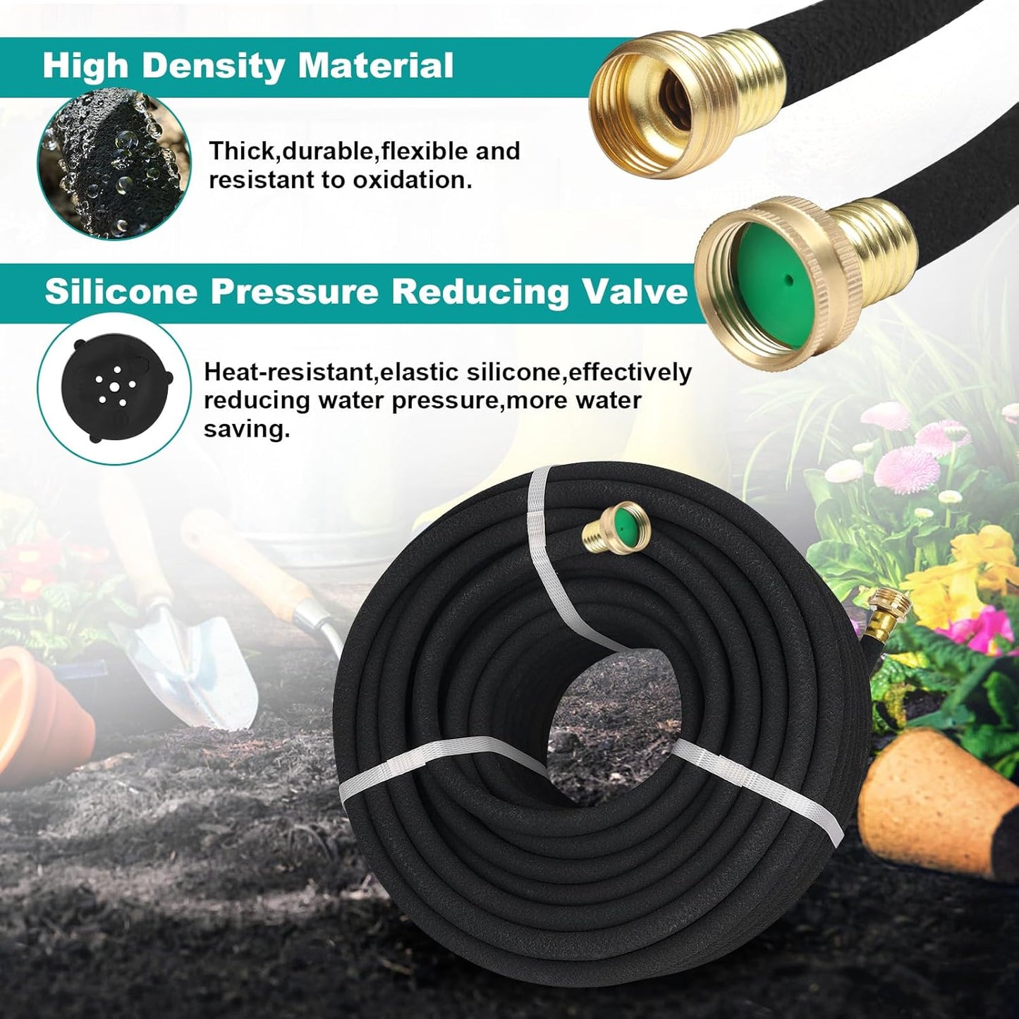 25 FT Soaker Hose 1/2" Heavy Duty Garden Hose to Save 70% Water Drip Irrigation Kit for Lawn/Yard Landscaping Beds (25FT)