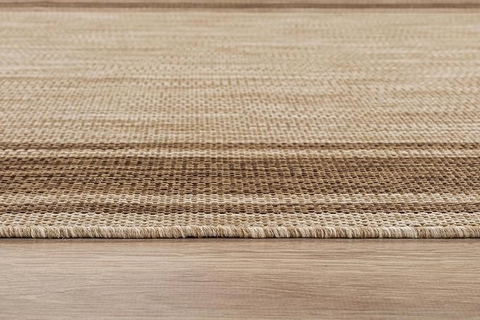 Beverly Rug Outdoor Rug 6x9 Modern Bordered Area Rugs for Indoor and Outdoor Patio Deck Porch Garden Waterproof Weather Sun Resistant Washable Outside Carpet (6 x 9 Jute)