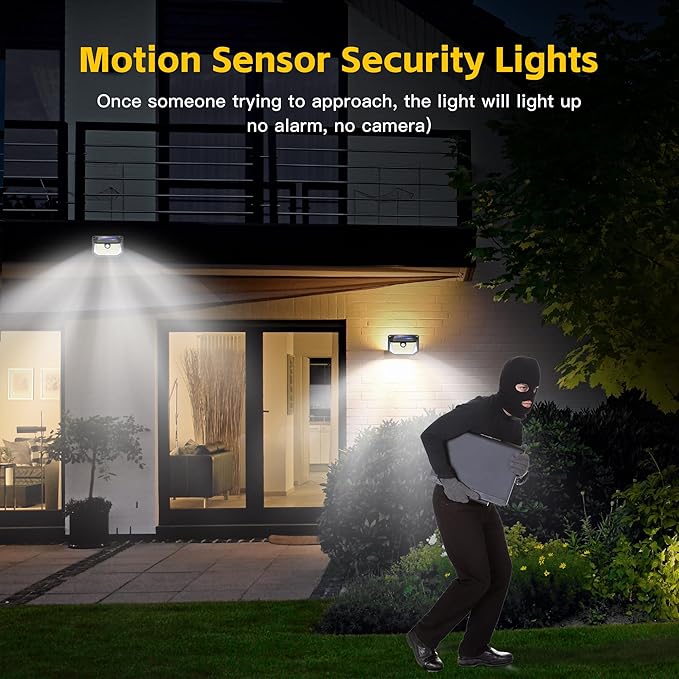 Solar Lights Outdoor Motion Sensor, 178 LED 300LM Waterproof IP65, Wall Mounted Security Light with 3 Modes, 270° Wide AngleWide Angle, Solar Powered for Garden, Yard, Patio, Front Door(2Pack)
