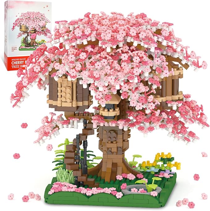 Cherry Blossom Bonsai Tree Mini Micro Building Set, Japanese Sakura Tree House Model Sets for Adults, Flowers House Mini Bricks Building Kit, Creative Gift Toys for Kids 12-14 (2028PCS)