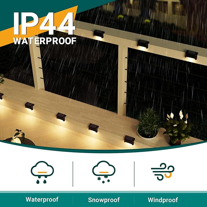 SOLPEX Solar Deck Lights Outdoor 20 Pack, Solar Step Lights Waterproof Led Solar Lights for Outdoor Stairs, Step, Fence, Yard, Patio, and Pathway(Warm White)