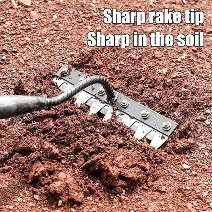 2 in 1 Iron Rake 2.0 for Gardening & Weeding,Multi-Tine Carbon Steel Garden Cultivator Rake | Weed Puller Tool & Uprooting Weeder for Gardenia | for Weeding, Cultivating, Lawn(No Handle Included)