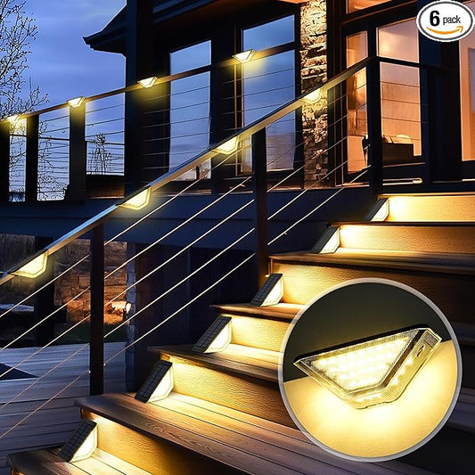 SOLPEX Solar Step Lights Outdoor,Solar Deck Lights for Outside,Two-Sided Stair Lights with 33 LEDs,Waterproof IP65 for Garden,Fence,Deck,Steps,Stair,Porch（2 Pack,Warm White）