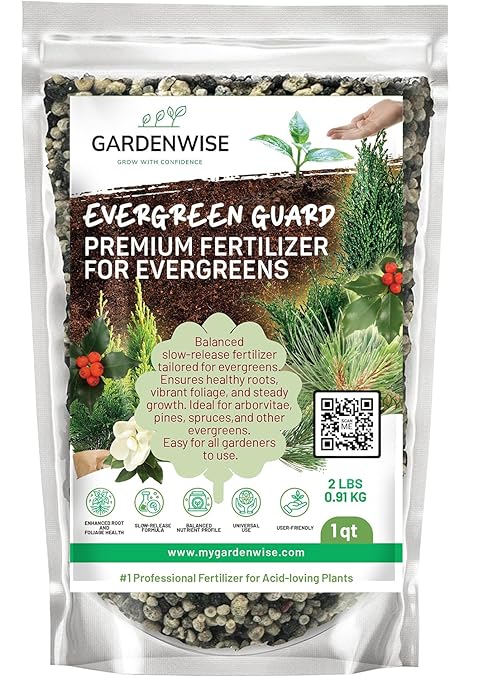 Evergreen Fertilizer – All-Purpose Granular Plant Food for Outdoor Trees and Shrubs, Azaleas, Magnolias, Pines & Arborvitae – Slow-Release Formula (1/2 Quart)