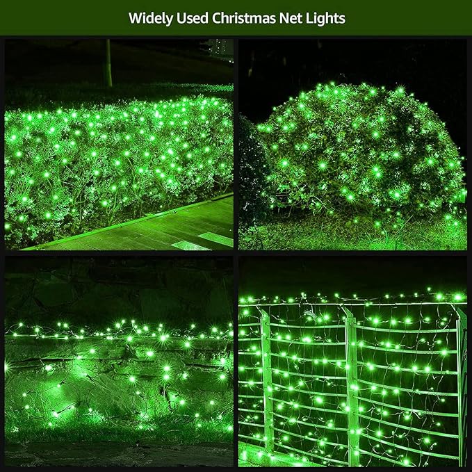 Led Christmas Net Lights Outdoor Christmas Decorations 120Led 6Ftx4Ft Connectable Waterptoof Mesh Net Lights for Trees Bushes Wedding Garden Outdoor Christmas Decorations (Green)