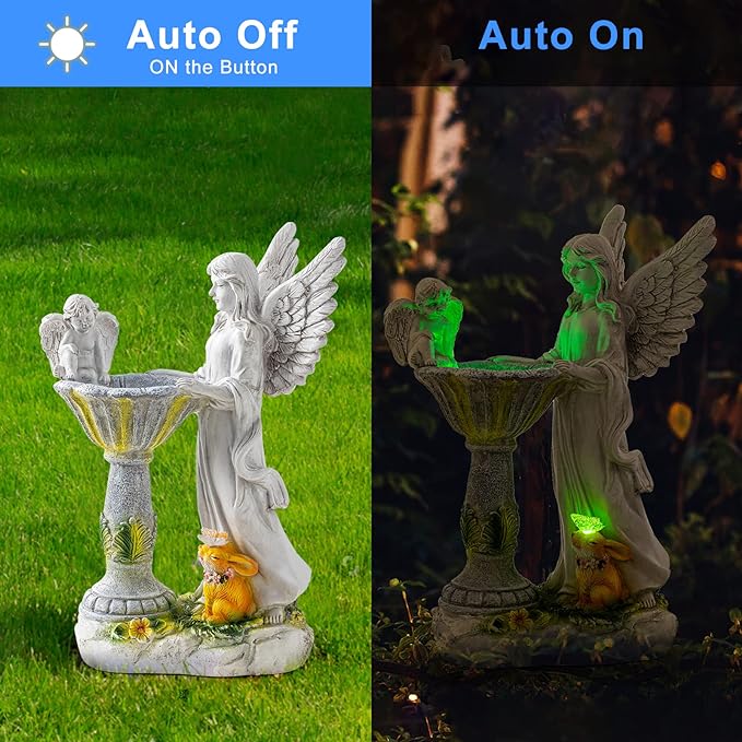 Solar Garden Statues-Angel Outdoor Statues with Color Changing Lights,Garden Sculptures & Statues,Resin Garden Statues Outdoor Clearance for Garden Decor