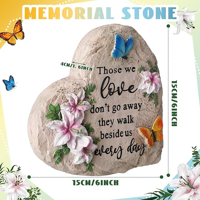 Jetec Memorial Garden Stone Sympathy Gift Decor Those We Love Don't Go Away Memorial Bereavement in Memory of Loss of Loved One Condolence Gifts for Outdoors(6 Inch)