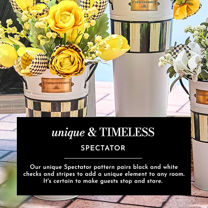 MACKENZIE-CHILDS Watering Can, Outdoor Galvanized Watering Can, Black-and-White Check It Out